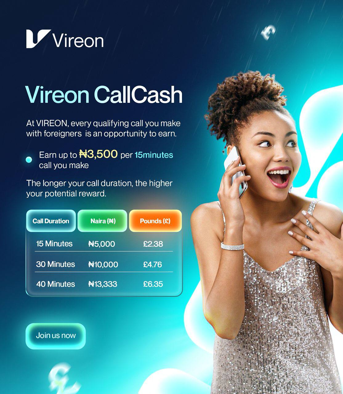 Vireon CallCash Foreigner Audio Engagement Visual Frame