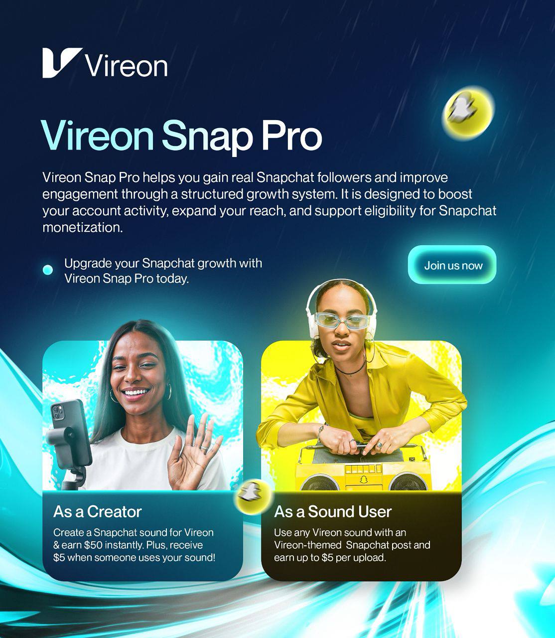 Vireon Snap Pro Creator Audio Growth Engine Frame